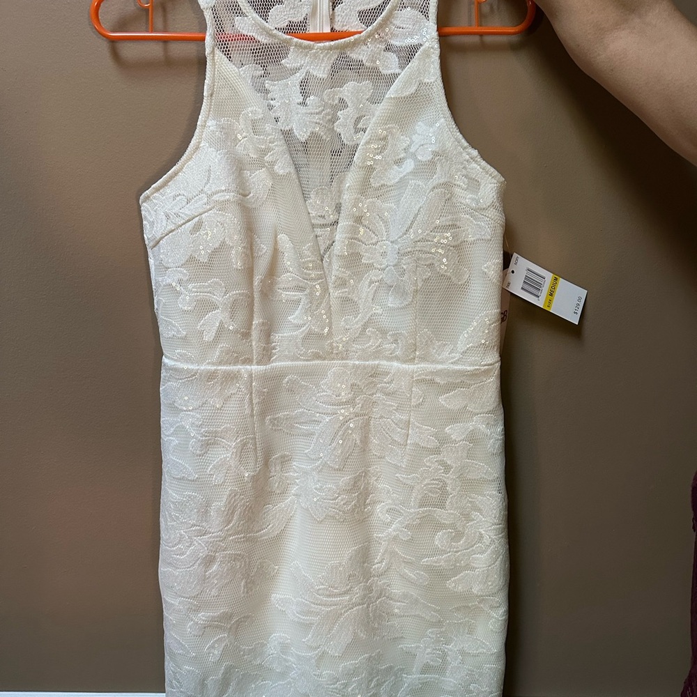 Brand New Gianni Bini Cream Sleeveless Halter Sheath Dress